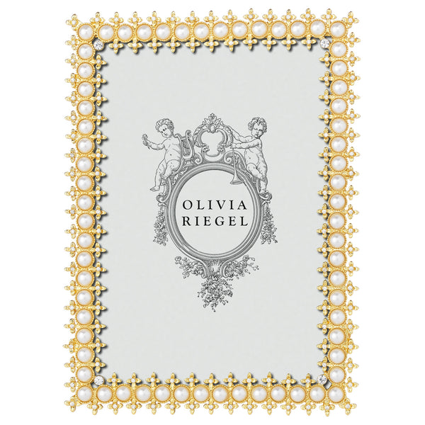 Load image into Gallery viewer, Olivia Riegel Gold Crystal &amp; Pearl 5&quot; x 7&quot; Frame
