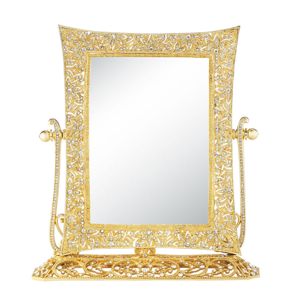 Load image into Gallery viewer, Olivia Riegel Gold Windsor Magnified Standing Mirror
