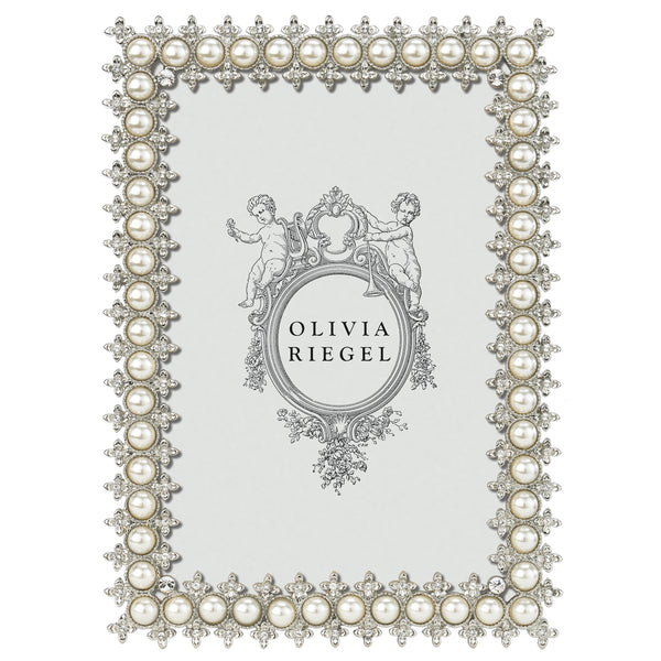 Load image into Gallery viewer, Olivia Riegel Silver Crystal &amp; Pearl 4&quot; x 6&quot; Frame
