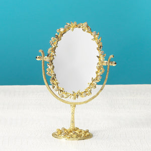 Olivia Riegel Gold Cornelia Oval Magnified Standing Mirror