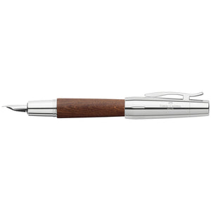 Faber-Castell e-motion Fountain Pen, Wood and Chrome Brown