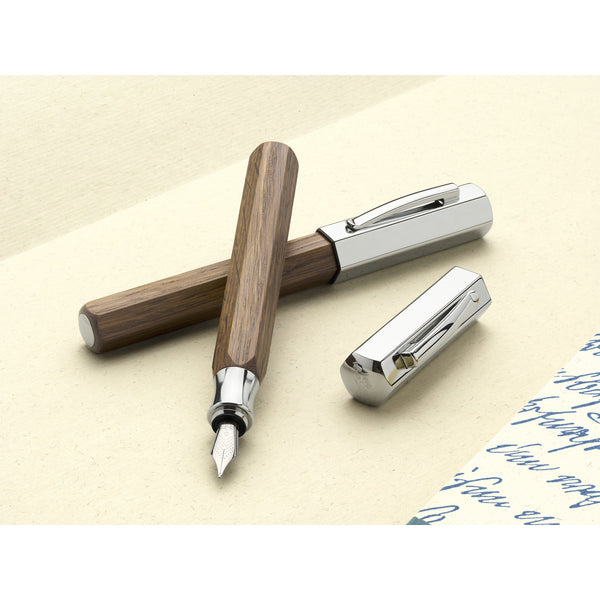 Load image into Gallery viewer, Faber-Castell Ondoro Fountain Pen, Smoked Oak Wood
