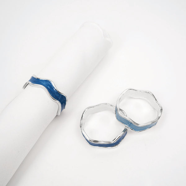 Load image into Gallery viewer, Quest Collection Ocean Blue Napkin Rings Set
