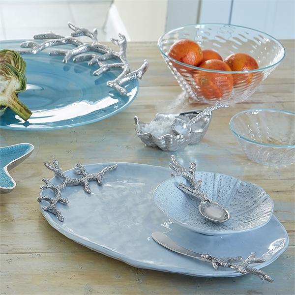 Load image into Gallery viewer, Mariposa Oyster Dish with Coral Spoon
