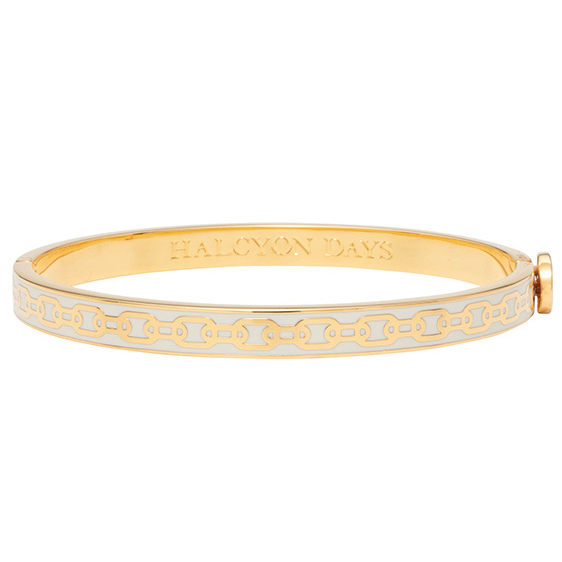 Load image into Gallery viewer, Halcyon Days &quot;Skinny Chain Cream &amp; Gold&quot; Bangle
