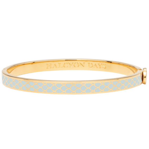 Load image into Gallery viewer, Halcyon Days &quot;Skinny Salamander Forget-Me-Not Blue &amp; Gold&quot; Bangle
