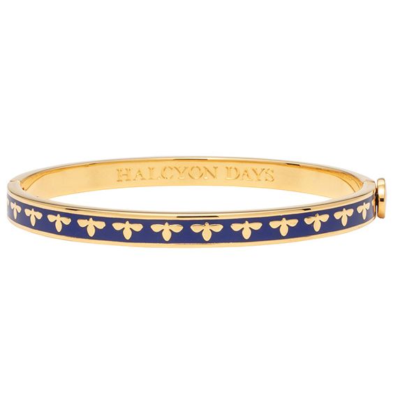 Load image into Gallery viewer, Halcyon Days &quot;Skinny Bee Deep Cobalt &amp; Gold&quot; Bangle
