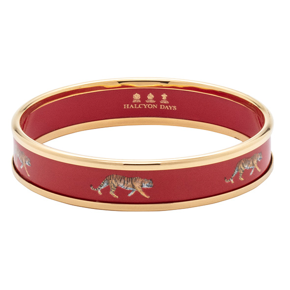 Load image into Gallery viewer, Halcyon Days &quot;Tiger on Red&quot; Bangle
