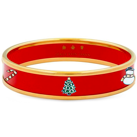 Load image into Gallery viewer, Halcyon Days &quot;Festive Fun on Red&quot; Bangle
