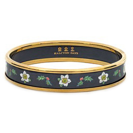 Load image into Gallery viewer, Halcyon Days &quot;Christmas Hellebores on Navy&quot; Bangle
