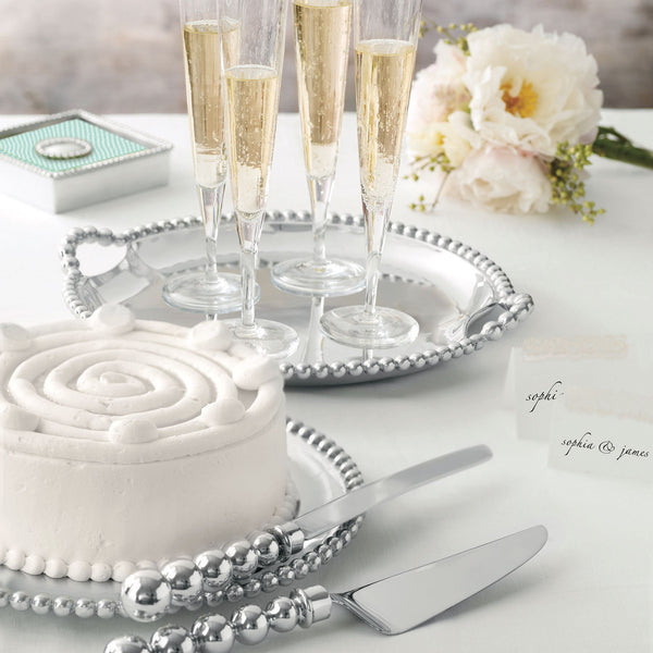 Load image into Gallery viewer, Mariposa Pearled Cake Server Set
