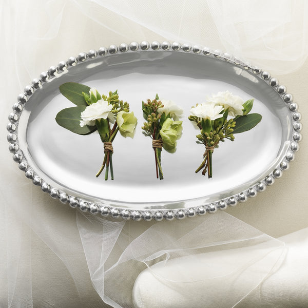 Load image into Gallery viewer, Mariposa Pearled Oval Platter
