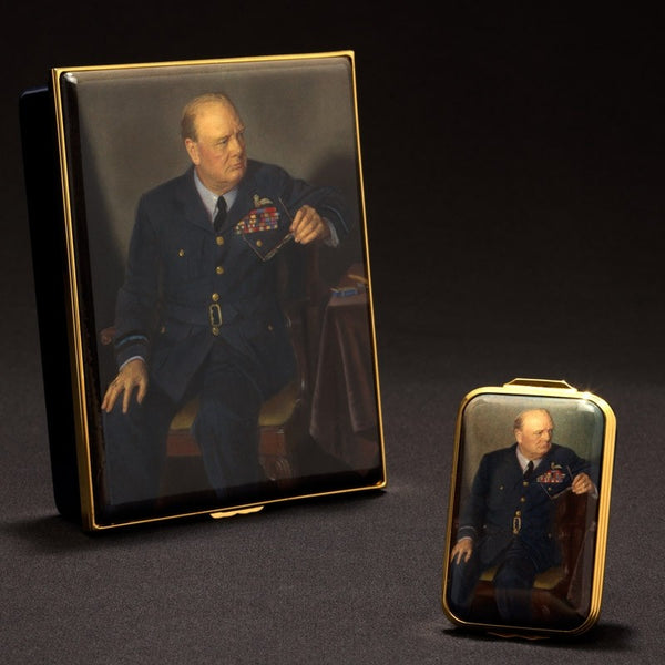 Load image into Gallery viewer, Halcyon Days &quot;Churchill Portrait by Chandor&quot; Enamel Box
