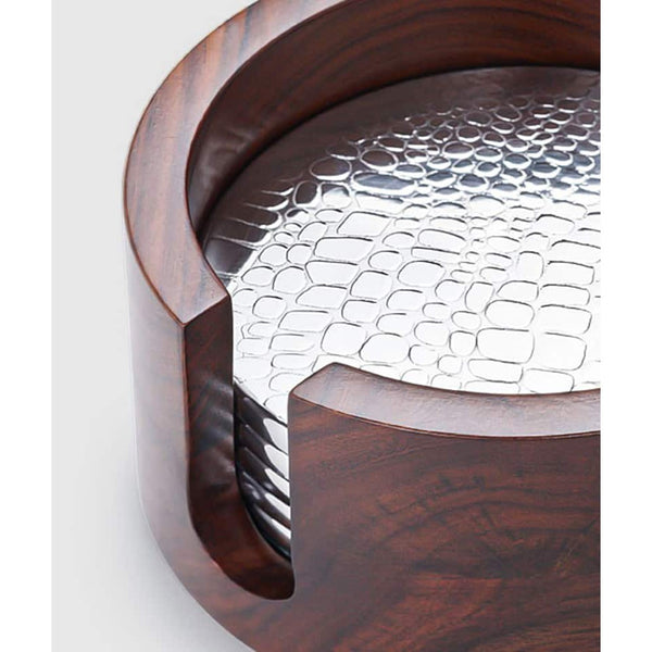 Load image into Gallery viewer, Mary Jurek Design Kenya Wood 6 Coaster Set with Crocodile Pattern
