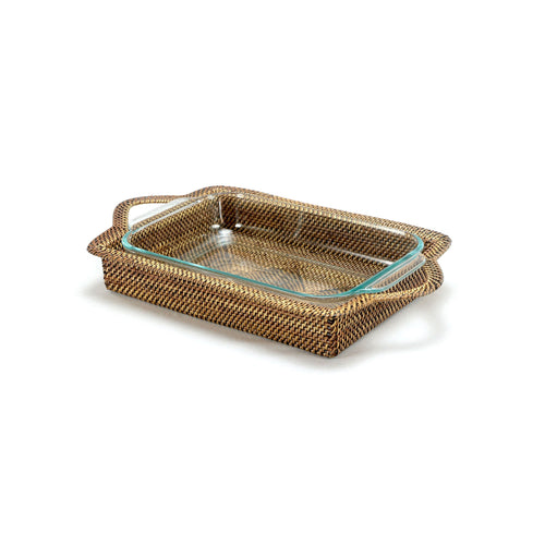 Calaisio Rectangular Casserole Basket with Baking Dish - Includes 2QT Glass Baker