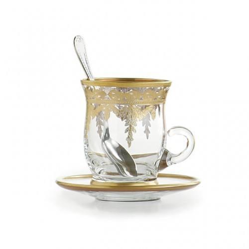 Arte Italica Vetro Gold Cup & Saucer with Spoon