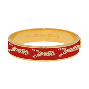 Halcyon Days - 13mm Leopard - Red - Gold - Hinged Bangle