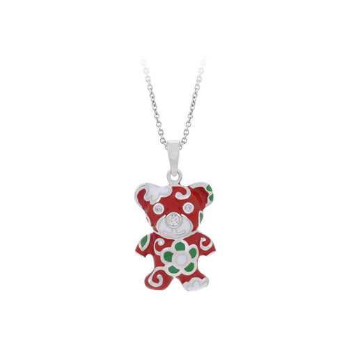 Belle Etoile Teddy Bear Pendant - Red