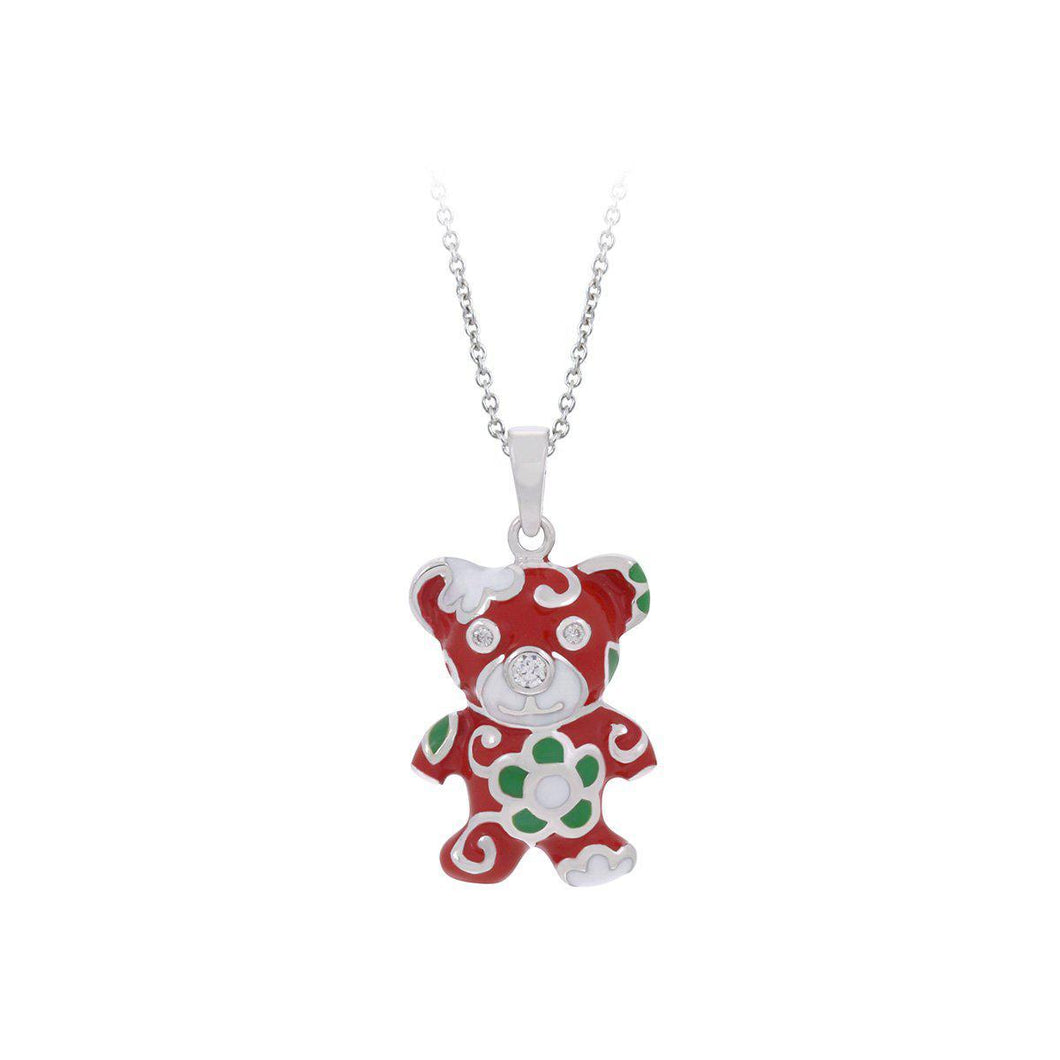 Belle Etoile Teddy Bear Pendant - Red