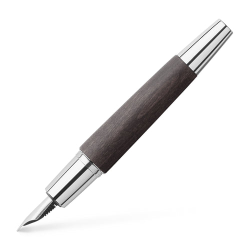 Faber-Castell e-motion Fountain Pen, Wood and Chrome Black